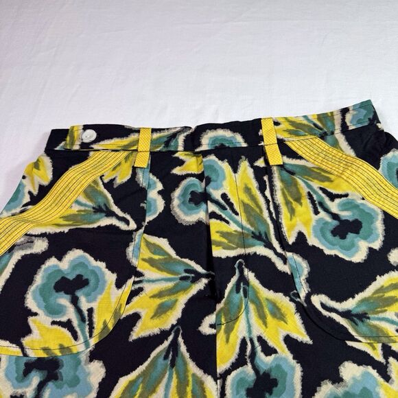 Mon Petit Oiseau Anthropologie Skirt Sz S Black Yellow Blue Floral Cotton Unusua - Picture 7 of 12